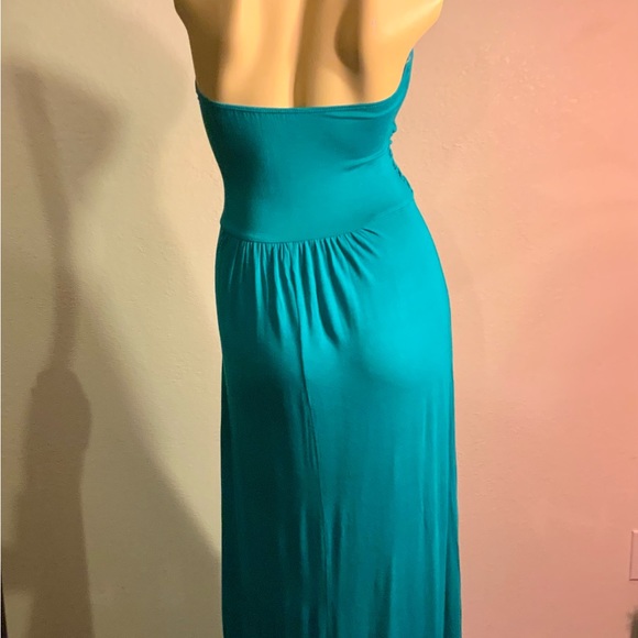 Mink brand Women’s strapless maxi dress aqua twist empire waist NWOT Sizes S M L - Picture 3 of 3